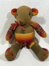 Handmade Southwestern Wool Bear Plush Stuffed Animal Gund Pendleton Style Cabin
