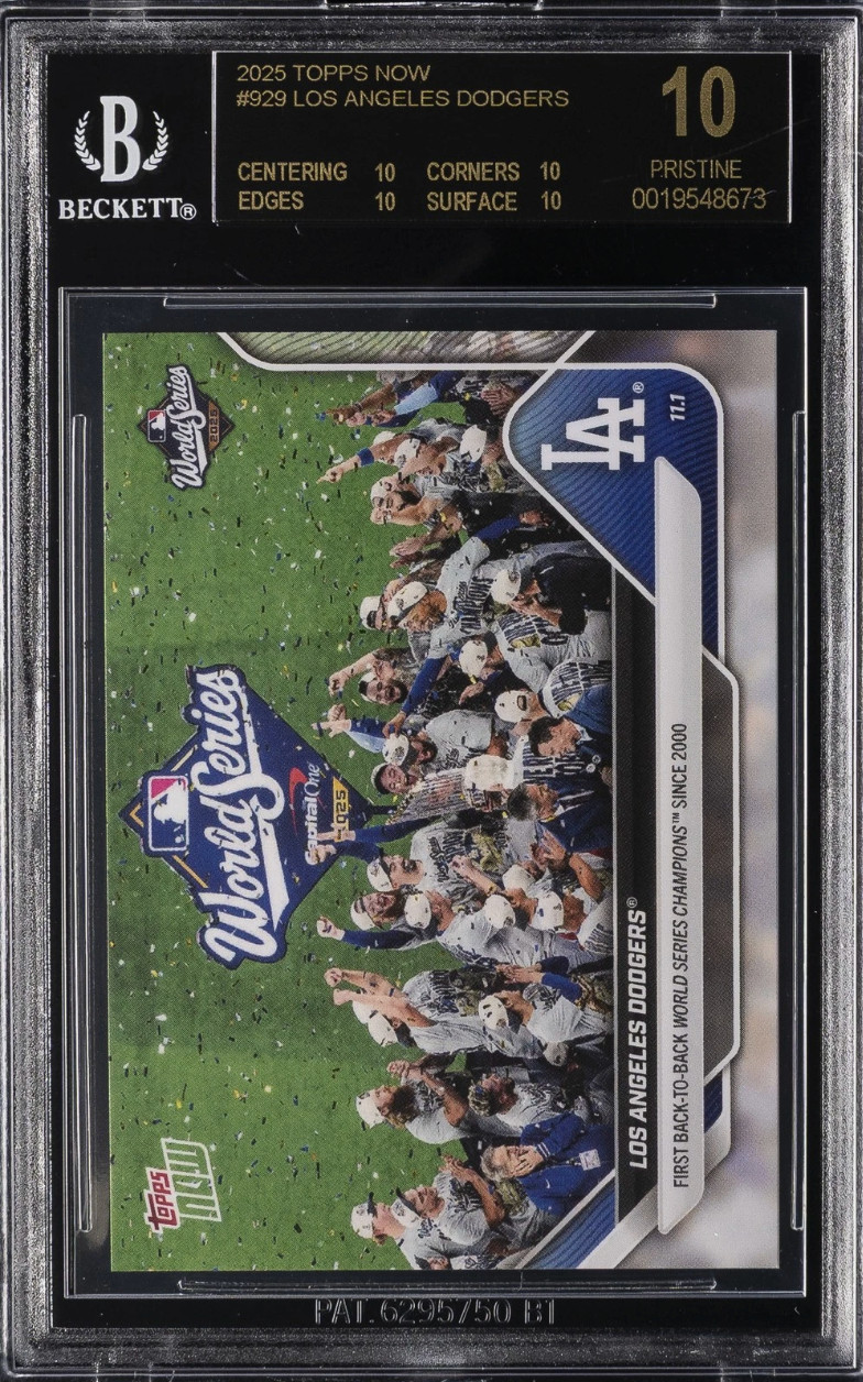 2025 TOPPS NOW #929 LOS ANGELES DODGERS BGS 10 BLACK LABEL - WORLD SERIES