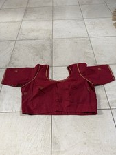 Red And Gold Readymade Designer Saree Blouse Scoop neck Size 35
