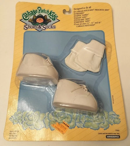 Vintage Cabbage Patch Kids Shoes & Socks Set. White 1991  New In Box (Hasbro)