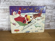 Furry Inlaid Jigsaw Puzzle No. 139F Santa Sleigh Reindeer - Early 1960s