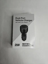 Best Buy essentials - 32 W Vehicle Charger with 1 USB-C & 1 USB Port Black
