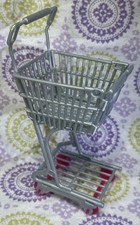 Mattel Barbie Doll Shopping Cart Grocery Store Buggy Gray Pink Wheels
