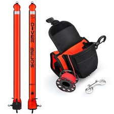 Surface Marker Buoy Scuba with Reel, 6ft High Visibility Diving Open Bottom S...