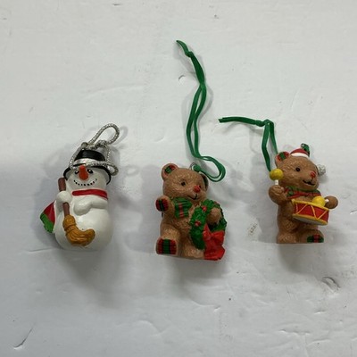 Schleich Applause W Berrie Co. Bear & Snowman Plastic Christmas Ornaments, Set  