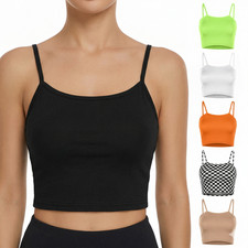 Women’s Non-Padded Cami Crop Top Seamless Camisole Strappy Soft Stretch Bralette