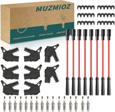 Set of 8 Ignition Coils UF631 DQ-2285 with 16 Iridium Spark Plugs & Wire Set