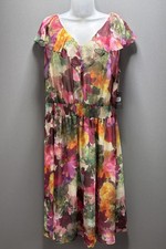 Vince Camuto Floral Playful Paisley Smocked Waist Midi Dress 2X Sleeveless New