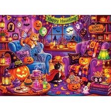500 Piece Jigsaw Puzzle Halloween Living Room Magic Cat Spooky Game Decor