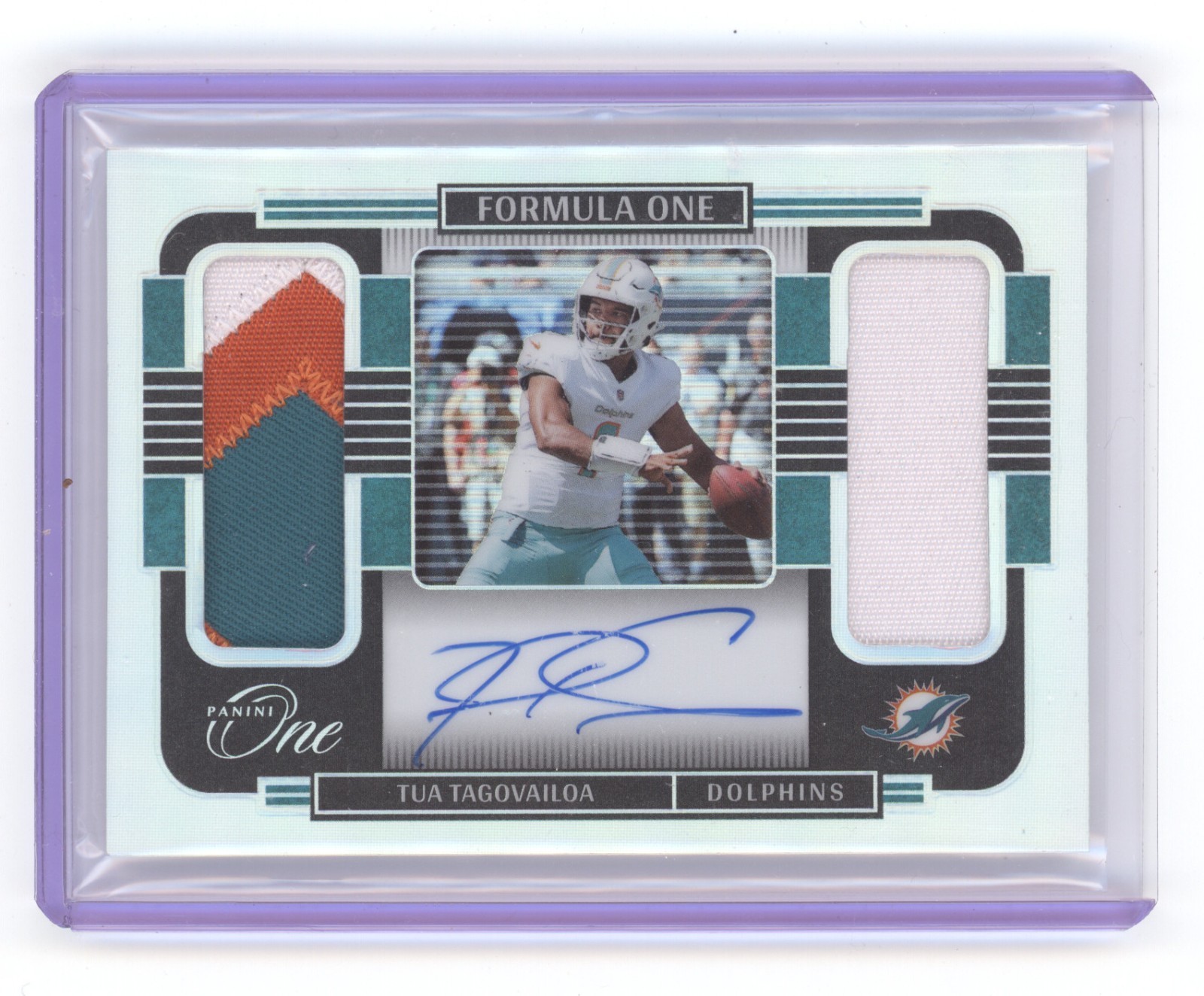 Tua Tagovailoa 2021 Panini One Formula Dual Patch Auto /10 Miami Dolphins Q1887