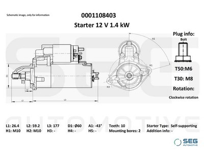 SEG Automotive 0001108403 Starter für CHRYSLER,MERCEDES-BENZ
