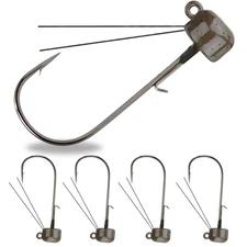 Tungsten Weedless Ned Rig Jig Heads for Bass Fishing, 1/8oz Green Pumpkin (5-...