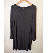 Eileen Fisher Petite Black Tencel 90s Minimalist Tunic Dress CBK Style PL