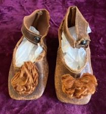 Antique 3 3/4  French Doll Shoes Signed 6 For Antique Dolls Lot 10094