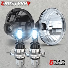 7 Stock Glass Lens Metal Headlight 24v 24-volt Led H4 Light Bulb Headlamp Pair 7 Stock Glass Lens Metal Headlight 24v 24-volt Led H4 Light Bulb Headlamp Pair
