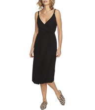1.STATE Womens Solid Wrap Midi Dress