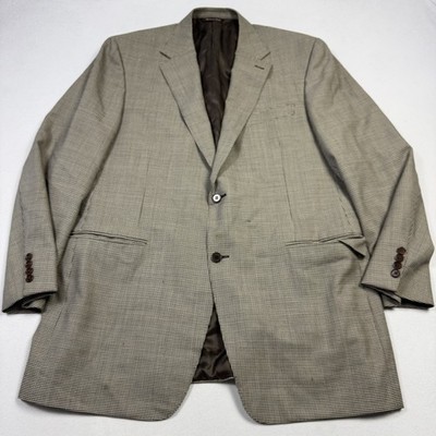 Canali Houndstooth Blazer Suit Jacket Wool Made In Italy Tan Men's