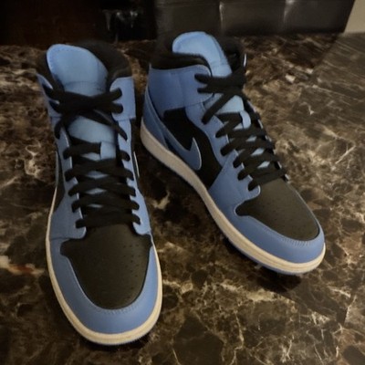 Jordan Air Jordan 1 Mid Top Men s Leather Colorblock Lace-Up Basketball Blue