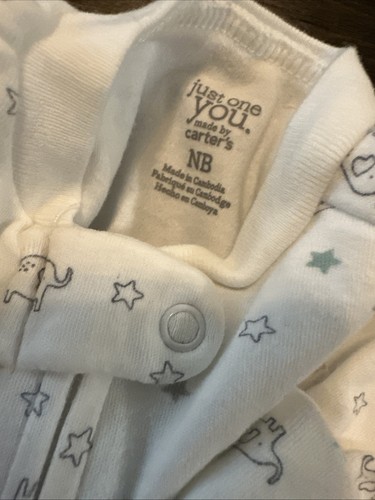 Baby Boy Or Girl Carter’s Outfit Size newborn zipper sleeper stars elephant - Picture 3 of 6