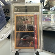 1990 Hoops Inside Stuff Super Streaks Magic Johnson Michael Jordan Nice AC 9.5