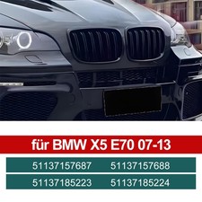 2X K�hlergrill Frontgrill Doppelsteg Glanz Schwarz F�r BMW X5 E70 X6 E71 07-13