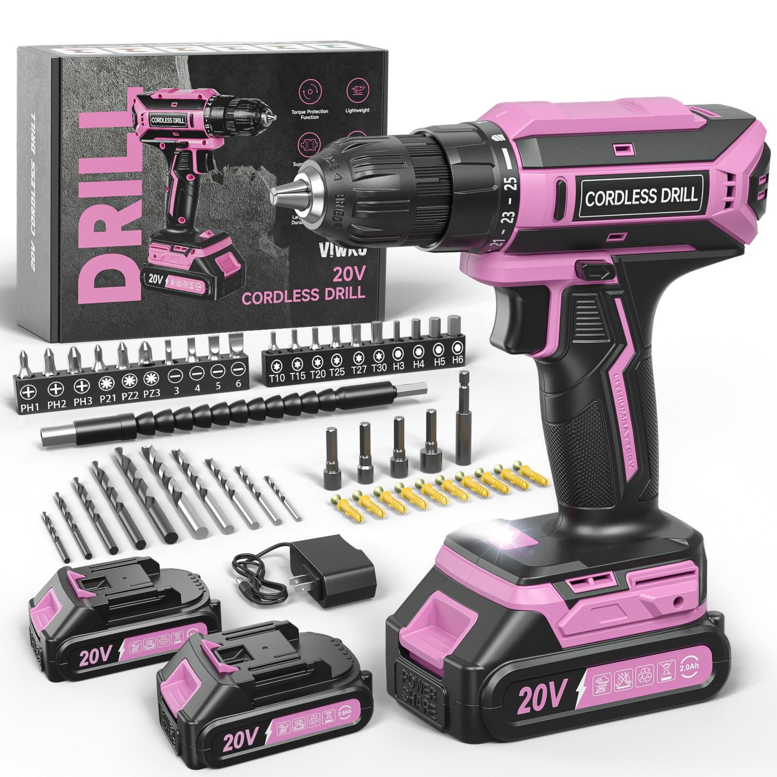 Set 20v Max Power Women Lightweight 2 Batteries Charger