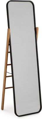 Bronick Contemporary Full Length Floor Mirror - Metal & Wood, Black & Light Brow