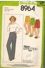 8964 Vintage Simplicity Sewing Pattern Misses Pull on Stretch Knit Pants OOP SEW