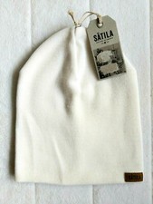 SATILA of Sweden - SLOUCHY White 50% Wool Beanie Hat UNISEX Knitted in SWEDEN