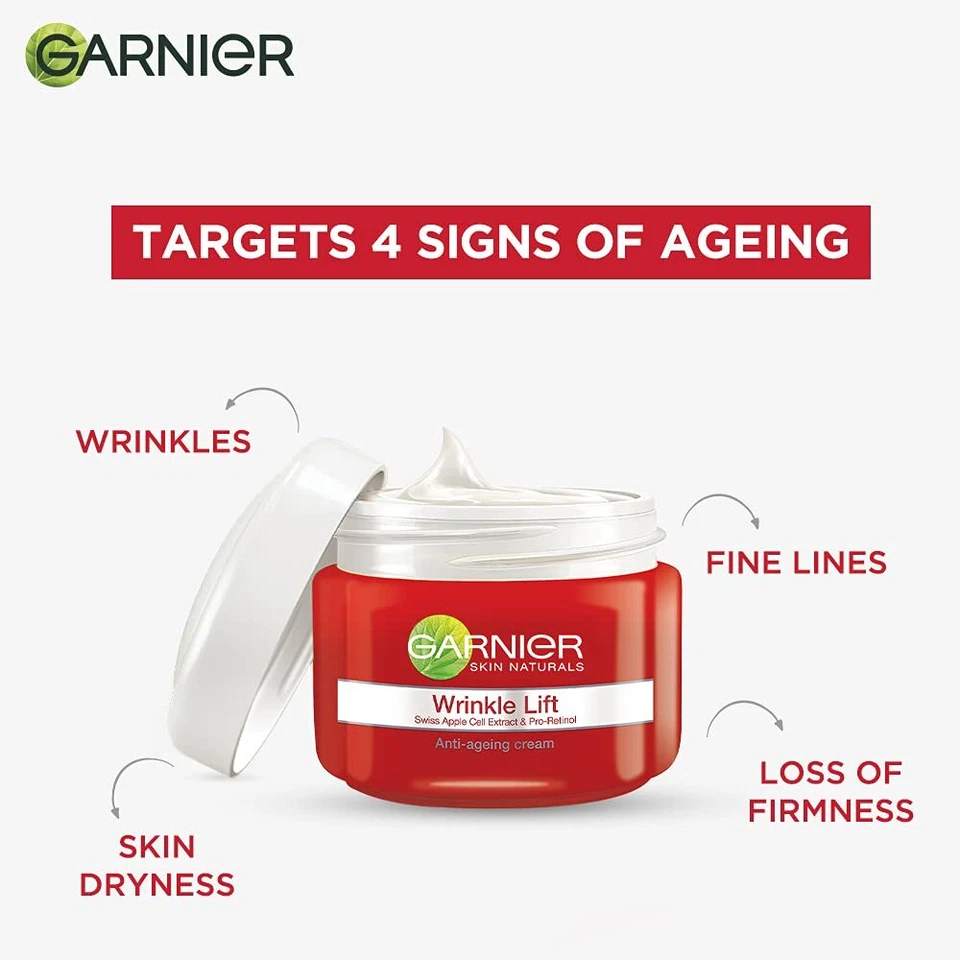 Garnier Skin Naturals Wrinkle Lift Anti Ageing Cream, Moisturizing, Forming 40g - Image 3 of 4