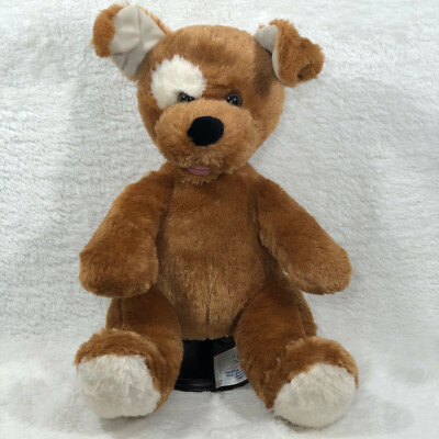 Build A Bear Dog Puppy White Eye Patch Stuffed Animal Sits 11'' Plush Toy