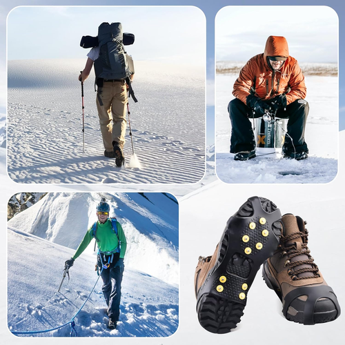 Ice Grips 10 Teeth Anti-Slip Shoe/Boot Ice Traction Slip-On Snow Ice Spikes Cram - Picture 6 of 12