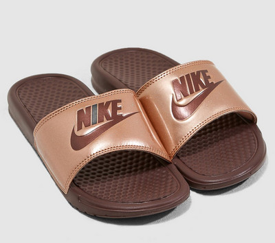 rose gold sliders nike