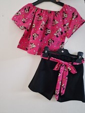 Minnie Mouse 2-teiler pink schwarz Mädchen Sommer Set Hose Shorts Shirt