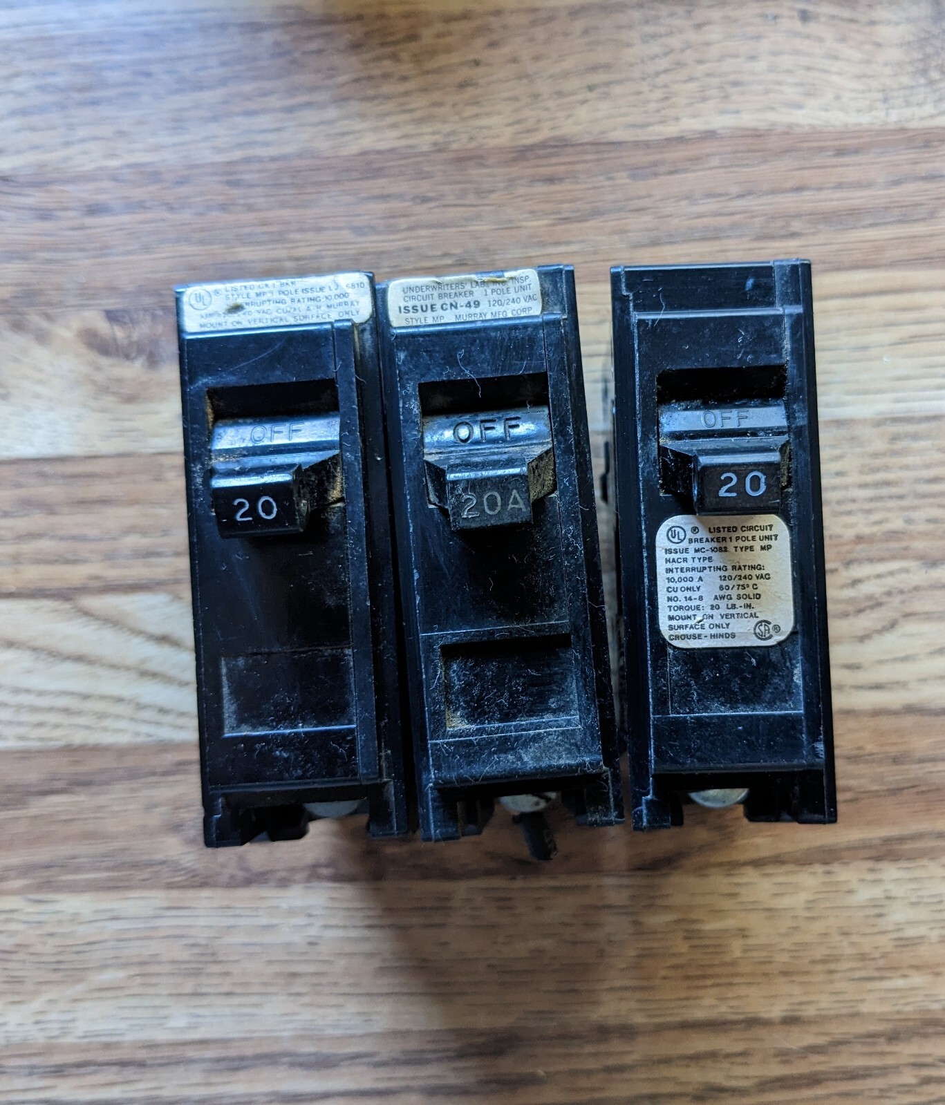 Disjoncteur Murray Crouse-Hinds MP120 - 20 Ampères, 1 Pôle | Occasion En Bon état De Fonctionnement