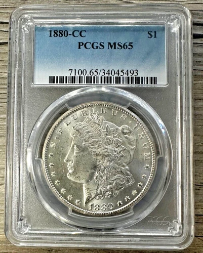 1880 CC Morgan Silver Dollar PCGS MS-65, High Grade Key Date Coin
