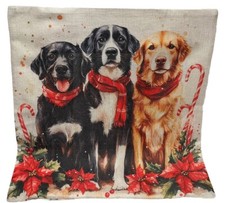 Labrador Dog Trio Holiday Double Sided Christmas Throw Pillow Cover Home Decor