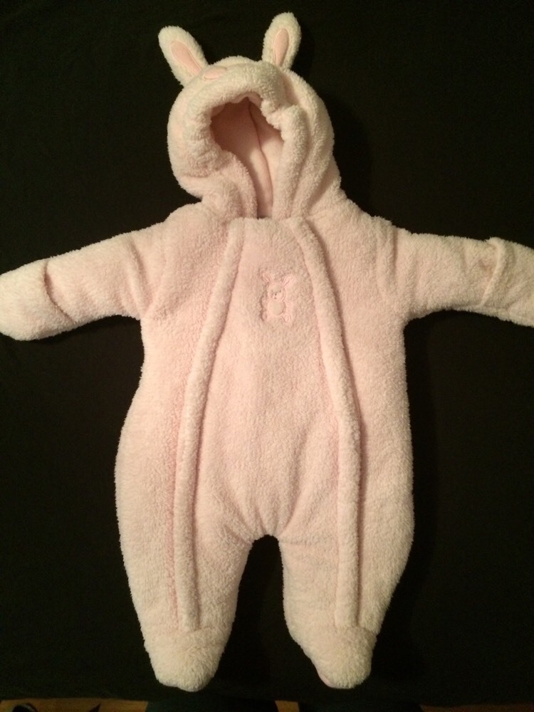 Bebe' d' Amour Pink Bunny Pram Suit 0/3 month Bunny Rabbit