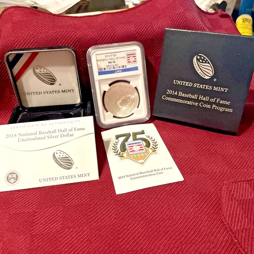 2014-P Baseball Hall Of Fame Silver Dollar - NGC MS70