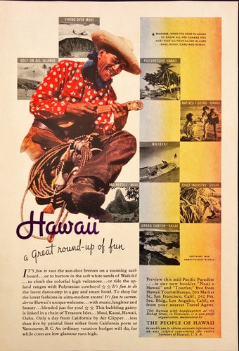 1938 The People of Hawaii Cowboy Round-up Vintage Print Ad