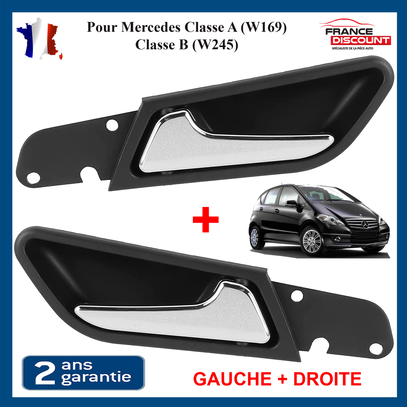 Poignée de porte chromée avant gauche droite pour Mercedes Classe A W169 et Classe B W245