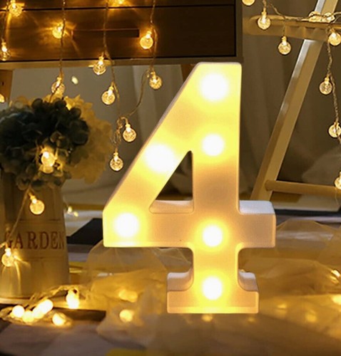 Large LED Light Up Number 4 Plastic Number 4 Standing Party Birthday