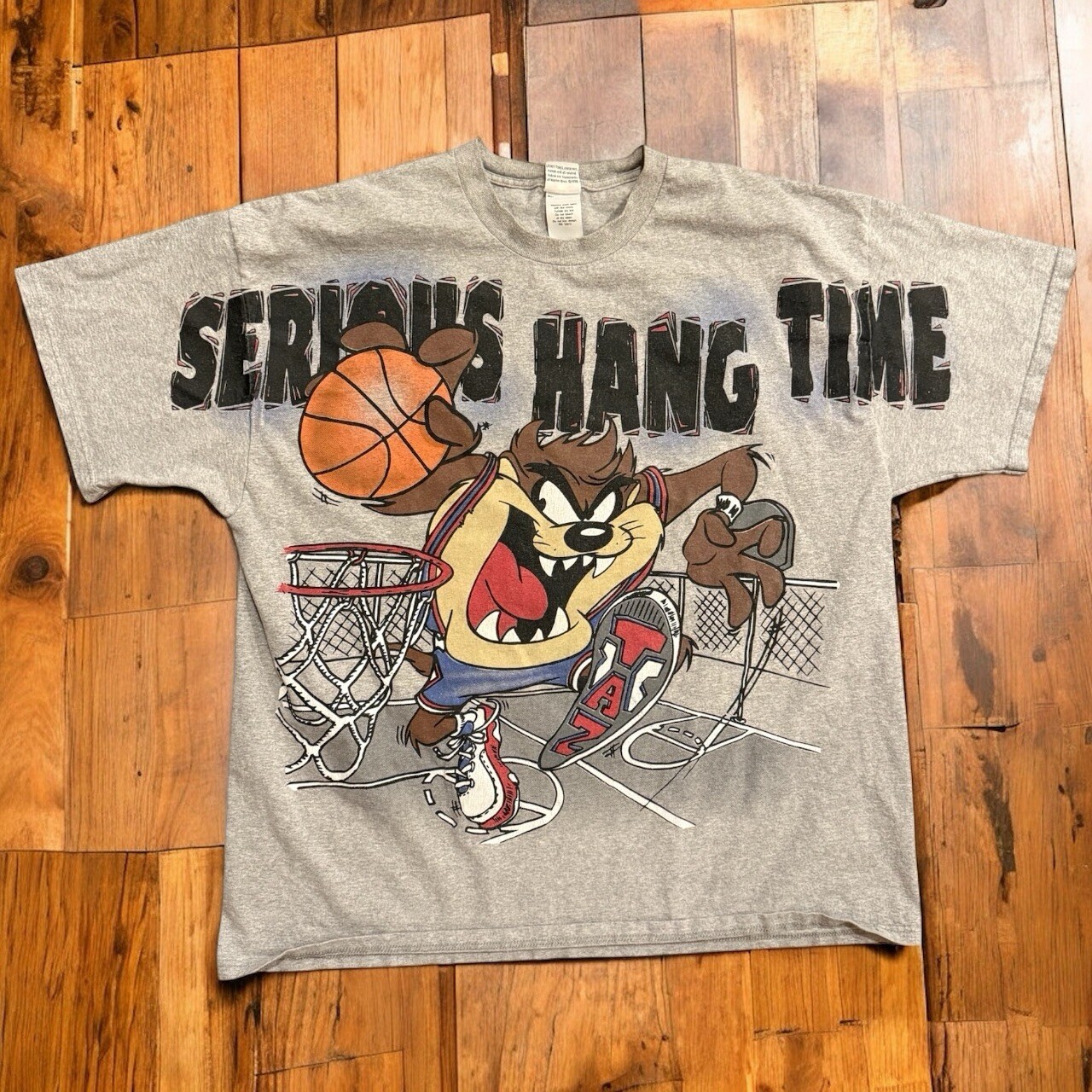 Vintage 1998 Looney Tunes Taz Serious Hang Time Basketball Graphic Tee XL  