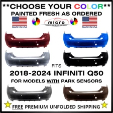NEW REAR BUMPER FOR 2018-2024 INFINITI Q50 PAINTED CHOOSE YOUR COLOR IN1100176