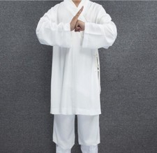 Chinese Style Ming Ancient Costume White Hanfu Taoist TaiChi Robe Cosplay Unisex