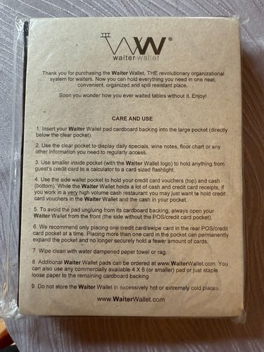 WAITER WALLET BRAND SERVER BOOK ORGANIZER, NEW