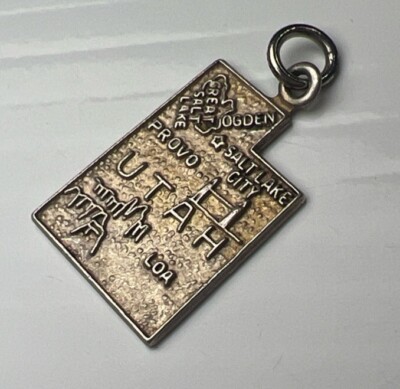 F 925 Sterling Silber Retro Charm Anhänger UTAH USA Provo Salt Lake City Ogden
