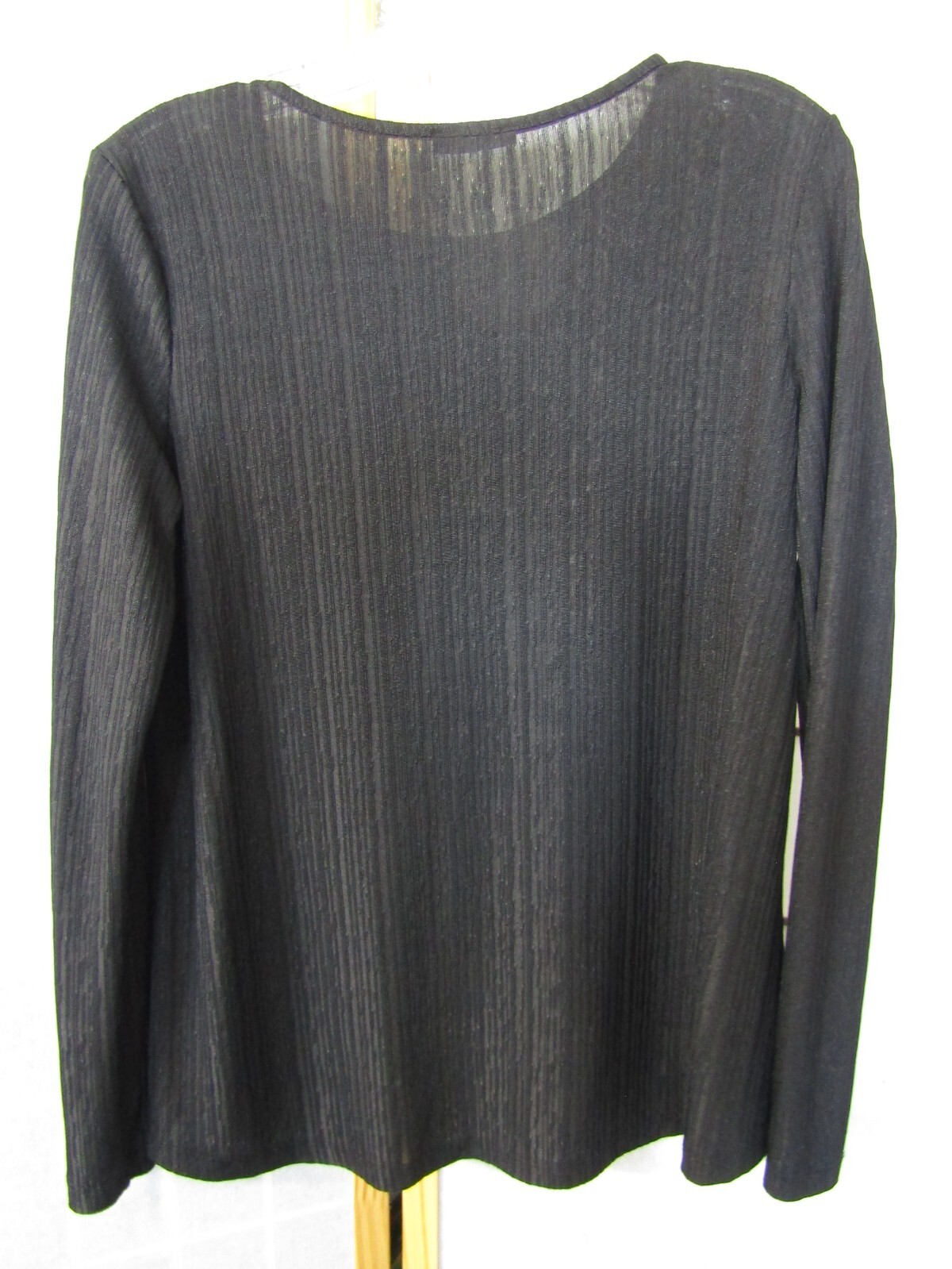Zara Collection Black On Black Stripe Long Sleeve Round Neck Top Women's Size S thumbnail 3