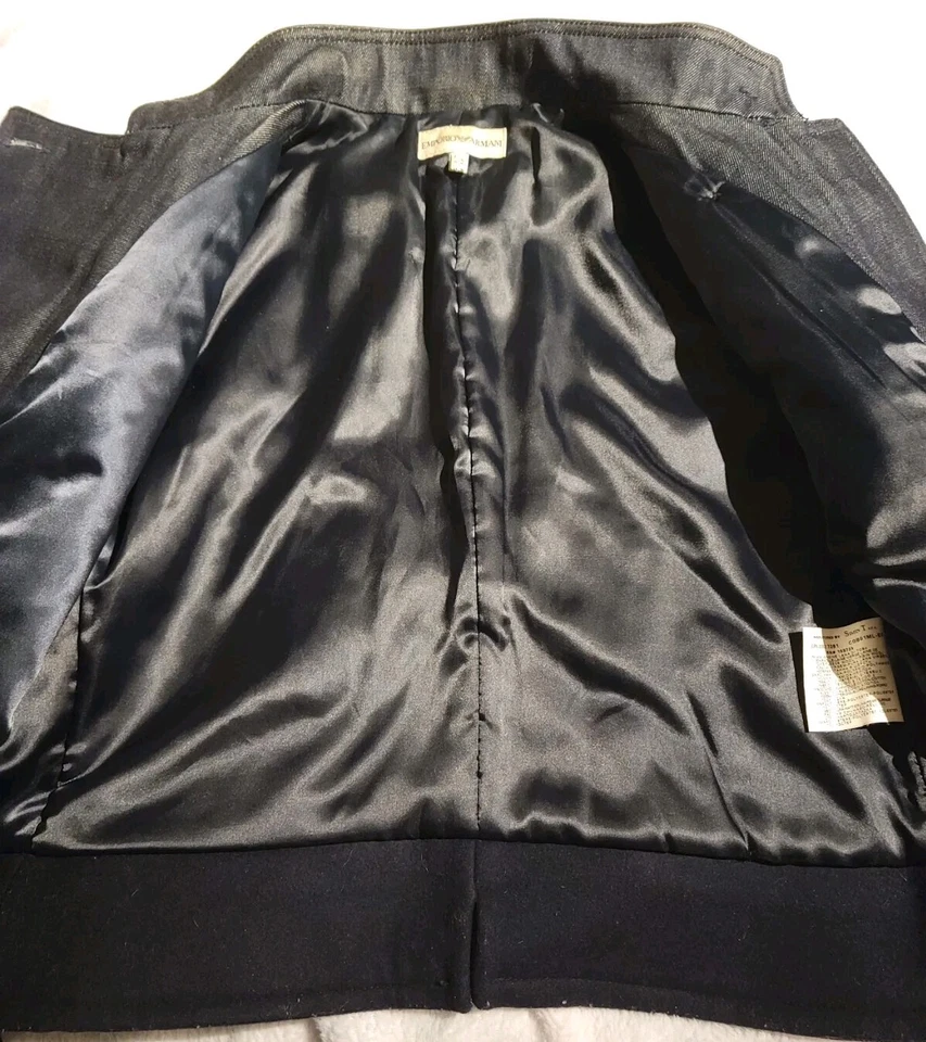 NUEVO SIN ETIQUETAS Chaqueta Blazer Abrigo Emporio Armani Talla 8 Italia Lana Virgen Abotonada Azul Marino  Foto 3 de 4