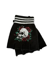 Fingerless Gloves Rose Skull Skeleton